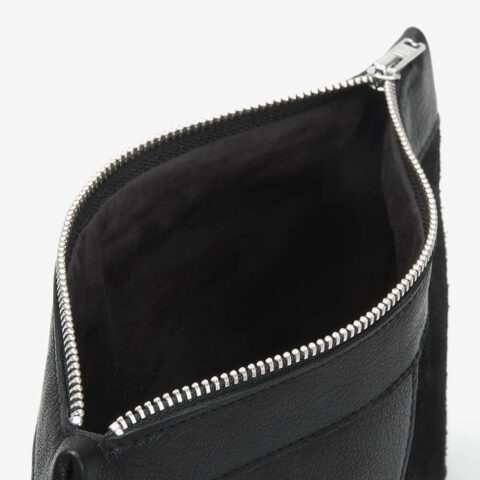 Black leather clutch. Suede and smooth leather, aniline leather with zipper | SHAROKINA Cura Pure